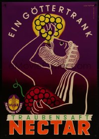 6g298 TRAUBENSAFT NECTAR 36x51 Swiss advertising poster 1955 Rotter art of god squeezing grapes!