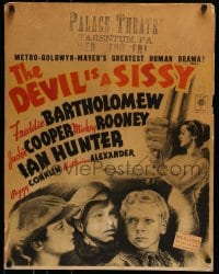 6g065 DEVIL IS A SISSY jumbo WC 1936 art of Freddie Bartholomew, Jackie Cooper & Mickey Rooney!