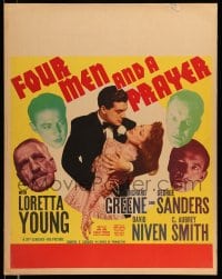 6g067 FOUR MEN & A PRAYER jumbo WC 1938 John Ford, Loretta Young, Richard Greene, Niven, Sanders