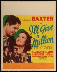 6g068 I'LL GIVE A MILLION jumbo WC 1938 romantic c/u of Warner Baxter & pretty Marjorie Weaver!
