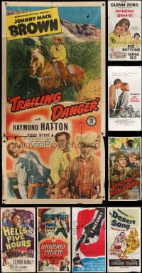 6h166 LOT OF 7 FOLDED THREE-SHEETS 1940s-1970s great images from a variety of different movies!