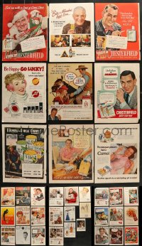 6h380 LOT OF 36 MAGAZINE ADS 1940s-1960s great cigarette artwork ads & much more!