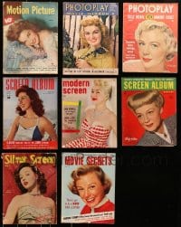 6h066 LOT OF 8 MOVIE MAGAZINES 1940s-1950s each with a beautiful actress on the cover!