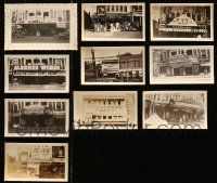6h091 LOT OF 10 3X5 THEATER FRONT PHOTOS 1930s elaborately decorated with posters & displays!