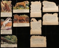 6h002 LOT OF 5 ENGLISH MIRACLES OF THE JUNGLE 4X5 DIE-CUT MINI STANDEES 1921 cool animal art!