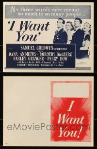 6h379 LOT OF 16 I WANT YOU HERALDS 1951 Dana Andrews, Dorothy McGuire, Farley Granger, Peggy Dow
