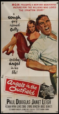 6j522 ANGELS IN THE OUTFIELD 3sh 1951 art of Paul Douglas & sexy Janet Leigh, but no baseball!