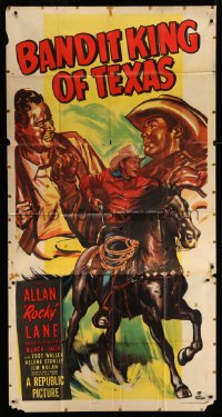 6j533 BANDIT KING OF TEXAS 3sh 1949 art of cowboy Allan Rocky Lane riding his horse Black Jack!