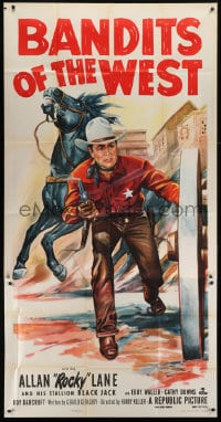 6j535 BANDITS OF THE WEST 3sh 1953 Allan Rocky Lane & his stallion Black Jack, cool western art!