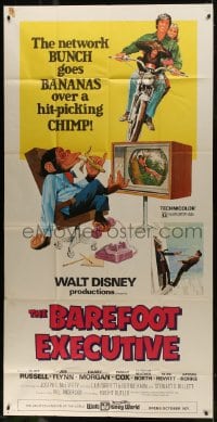 6j537 BAREFOOT EXECUTIVE 3sh 1971 Disney, art of Kurt Russell & wacky chimp gone bananas!
