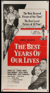 6j549 BEST YEARS OF OUR LIVES style A 3sh R1954 Dana Andrews hugs Teresa Wright, sexy Virginia Mayo!