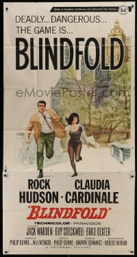 6j556 BLINDFOLD 3sh 1966 Rock Hudson, Claudia Cardinale, greatest security trap ever devised!