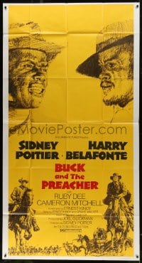 6j572 BUCK & THE PREACHER 3sh 1972 different art of Sidney Poitier & Harry Belafonte!