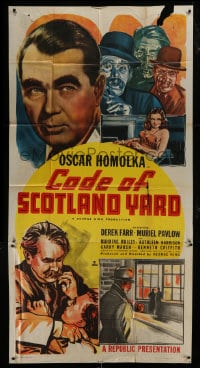 6j590 CODE OF SCOTLAND YARD 3sh 1948 close up of English detective Oscar Homolka + cool crime art!