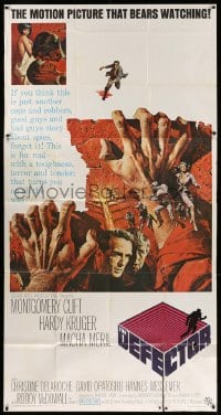6j611 DEFECTOR 3sh 1966 Montgomery Clift, Frank McCarthy art, a motion picture that bears watching!
