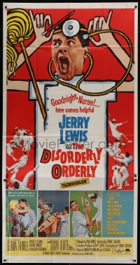 6j619 DISORDERLY ORDERLY 3sh 1965 artwork of wackiest hospital nurse Jerry Lewis!
