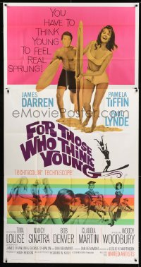 6j650 FOR THOSE WHO THINK YOUNG 3sh 1964 James Darren, Lynde, Tina Louise, Bob Denver, surfing!