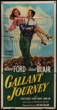 6j663 GALLANT JOURNEY 3sh 1946 great art of Glenn Ford carrying sexy Janet Blair, William Wellman!