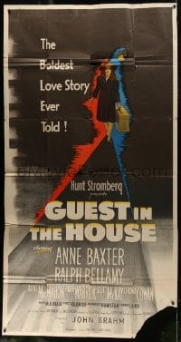 6j684 GUEST IN THE HOUSE 3sh 1944 different artwork of of mentally ill Anne Baxter!
