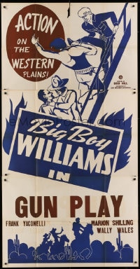 6j550 BIG BOY WILLIAMS 3sh 1940s cool western art, action on the western plains, Gun Play!