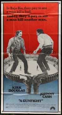 6j685 GUNFIGHT 3sh 1971 people pay to see Kirk Douglas and Johnny Cash try to kill each other!