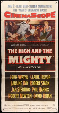 6j700 HIGH & THE MIGHTY 3sh 1954 John Wayne & Claire Trevor, William Wellman airplane disaster!
