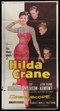 6j701 HILDA CRANE 3sh 1956 full-length artwork of sexy Jean Simmons & her three suitors!