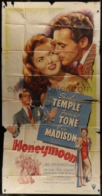 6j703 HONEYMOON style A 3sh 1947 great romantic art of newlyweds Shirley Temple & Guy Madison in Mexico!