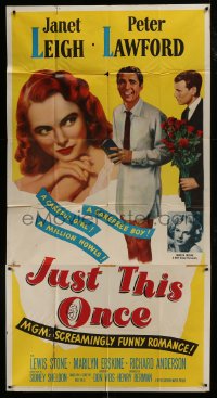 6j735 JUST THIS ONCE 3sh 1952 different art of Peter Lawford with no pants + sexy Janet Leigh!