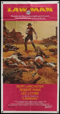 6j750 LAWMAN 3sh 1971 Frank McCarthy art of cowboy Burt Lancaster, directed by Michael Winner!