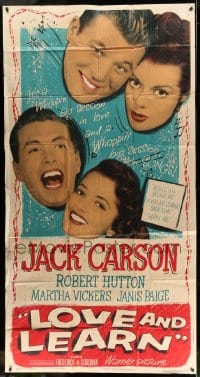 6j760 LOVE & LEARN 3sh 1947 Jack Carson, Robert Hutton, Martha Vickers, Janis Page!