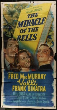6j787 MIRACLE OF THE BELLS 3sh 1948 art of Frank Sinatra, pretty Alida Valli & Fred MacMurray!