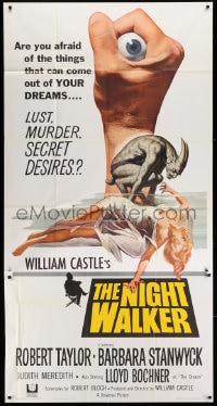 6j812 NIGHT WALKER 3sh 1965 William Castle, Reynold Brown art of monster & sexy near-naked girl!