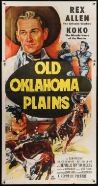 6j824 OLD OKLAHOMA PLAINS 3sh 1952 art of Arizona Cowboy Rex Allen and Koko the Miracle Horse!