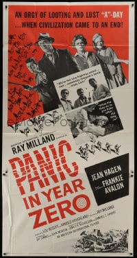 6j831 PANIC IN YEAR ZERO 3sh 1962 Ray Milland, Jean Hagen, Frankie Avalon, orgy of looting & lust!