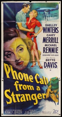 6j842 PHONE CALL FROM A STRANGER 3sh 1952 Bette Davis, Shelley Winters, Michael Rennie, cool art!