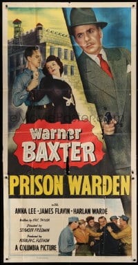 6j849 PRISON WARDEN 3sh 1949 Warner Baxter with gun, pretty Anna Lee in trouble!