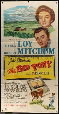 6j859 RED PONY 3sh 1949 Robert Mitchum is Myrna Loy's ranch hand, written by John Steinbeck!