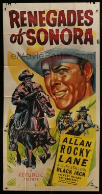 6j862 RENEGADES OF SONORA 3sh 1948 really cool art of Allan Rocky Lane & his stallion Black Jack!
