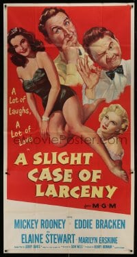 6j887 SLIGHT CASE OF LARCENY 3sh 1953 art of Mickey Rooney, Bracken & sexy bad girl Elaine Stewart!