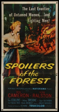 6j907 SPOILERS OF THE FOREST 3sh 1957 art of Vera Ralston in the last frontier of untamed women!