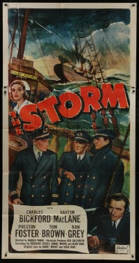 6j915 STORM 3sh R1948 Charles Bickford, Barton MacLane & Preston Foster at sea in foul weather!