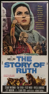 6j917 STORY OF RUTH 3sh 1960 Stuart Whitman, Tom Tryon, Biblical montage artwork!