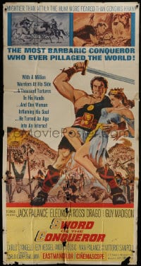 6j926 SWORD OF THE CONQUEROR 3sh 1962 great art of Jack Palance as barbarian holding sexy girl!