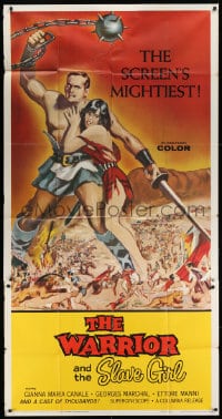 6j970 WARRIOR & THE SLAVE GIRL 3sh 1959 awesome art of gladiator & girl, mightiest Italian epic!