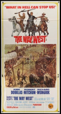 6j971 WAY WEST 3sh 1967 Kirk Douglas, Robert Mitchum, Richard Widmark, art of frontier justice!