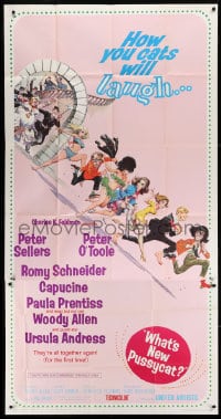 6j975 WHAT'S NEW PUSSYCAT 3sh 1965 Frank Frazetta art of Woody Allen, Peter O'Toole & sexy ladies!