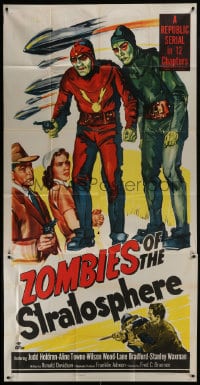 6j999 ZOMBIES OF THE STRATOSPHERE 3sh 1952 cool art of aliens with guns including Leonard Nimoy!