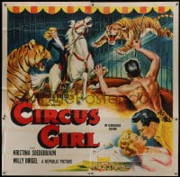 6j060 CIRCUS GIRL 6sh 1956 art of Kristina Soederbaum on horse in cage with circus tigers!