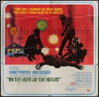 6j085 IN THE HEAT OF THE NIGHT 6sh 1967 Sidney Poitier, Rod Steiger, Warren Oates, cool art, rare!